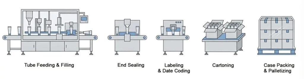 daily chemical tube packaging lines work process